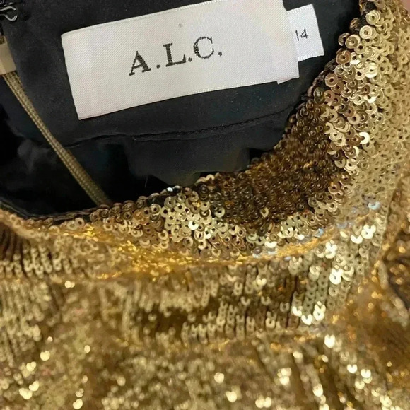Women’s A.L.C. Christy gold sequin mini dress size 14 - Picture 5 of 6